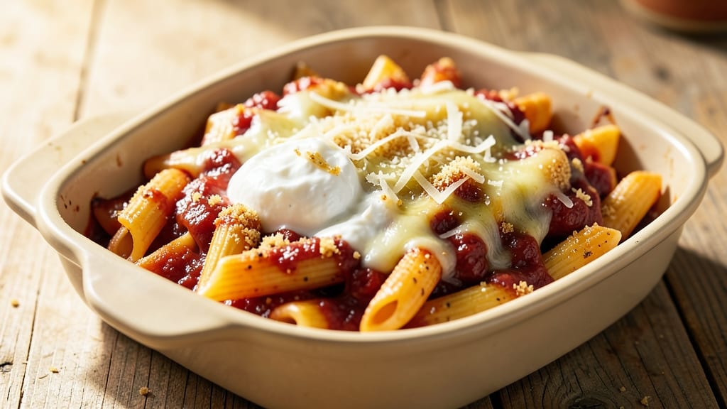 Baked Rigatoni Recipe with Jar Sauce: One-Pan Cheesy Crisp-Top Masterpiece