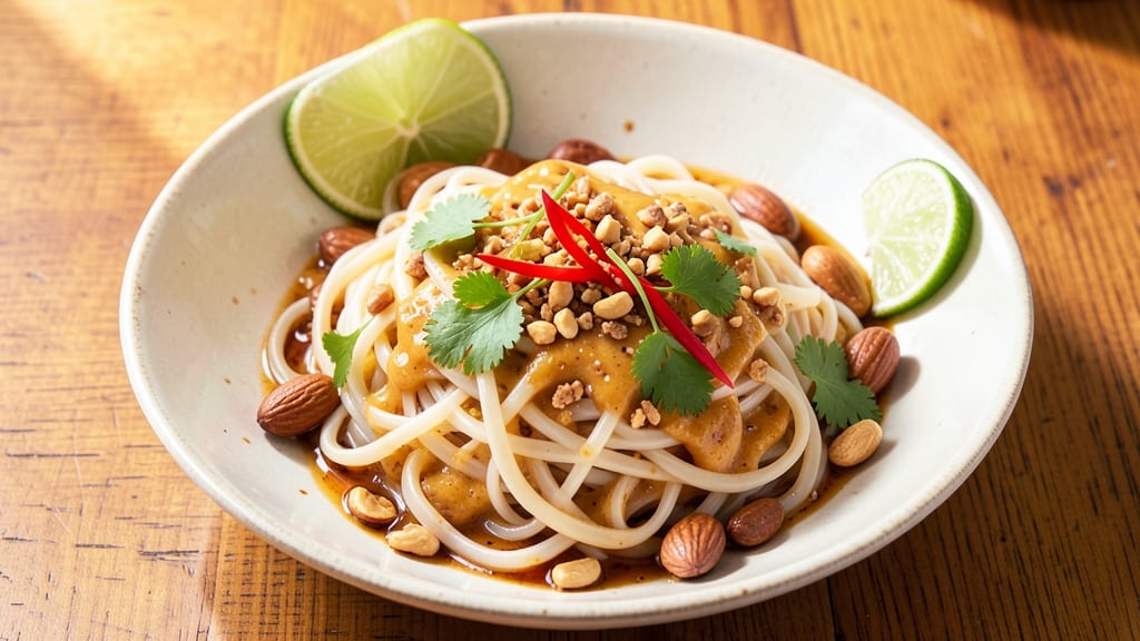 Asian Noodles With Peanut Sauce Recipe: Crunchy-Topped, Nutty-Sweet Balance