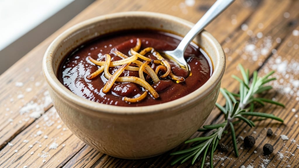 Barbeque Dipping Sauce Recipe: Smoky Sweetness With Crispy Onion Topping