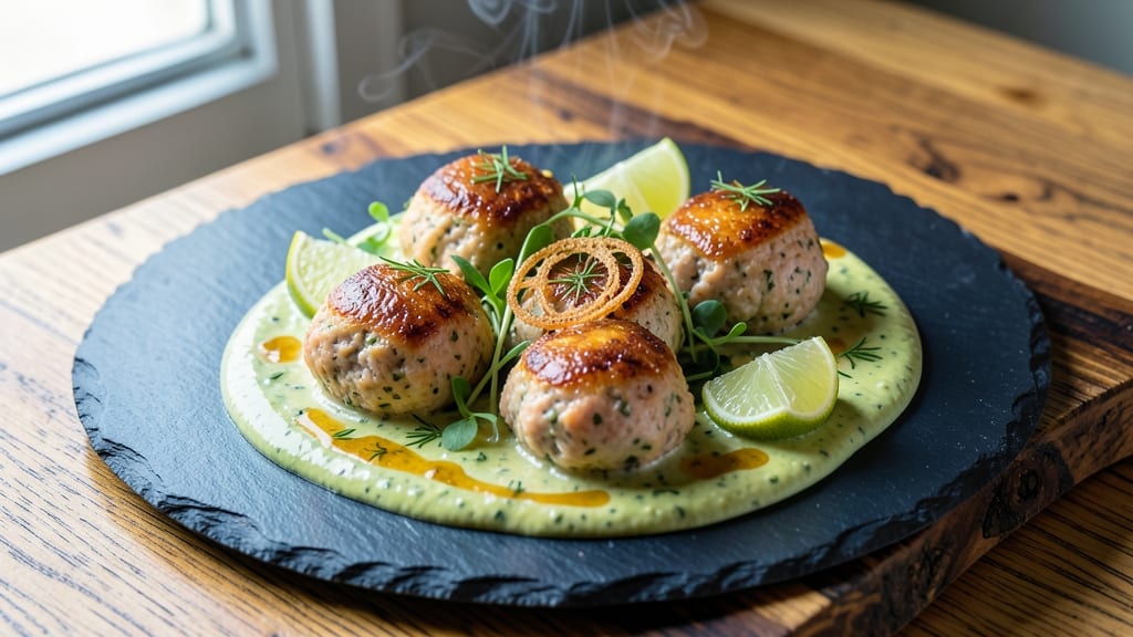 Baked Salmon Meatballs With Creamy Avocado Sauce Recipe: Flaky Fish and Rich Drizzle Fusion